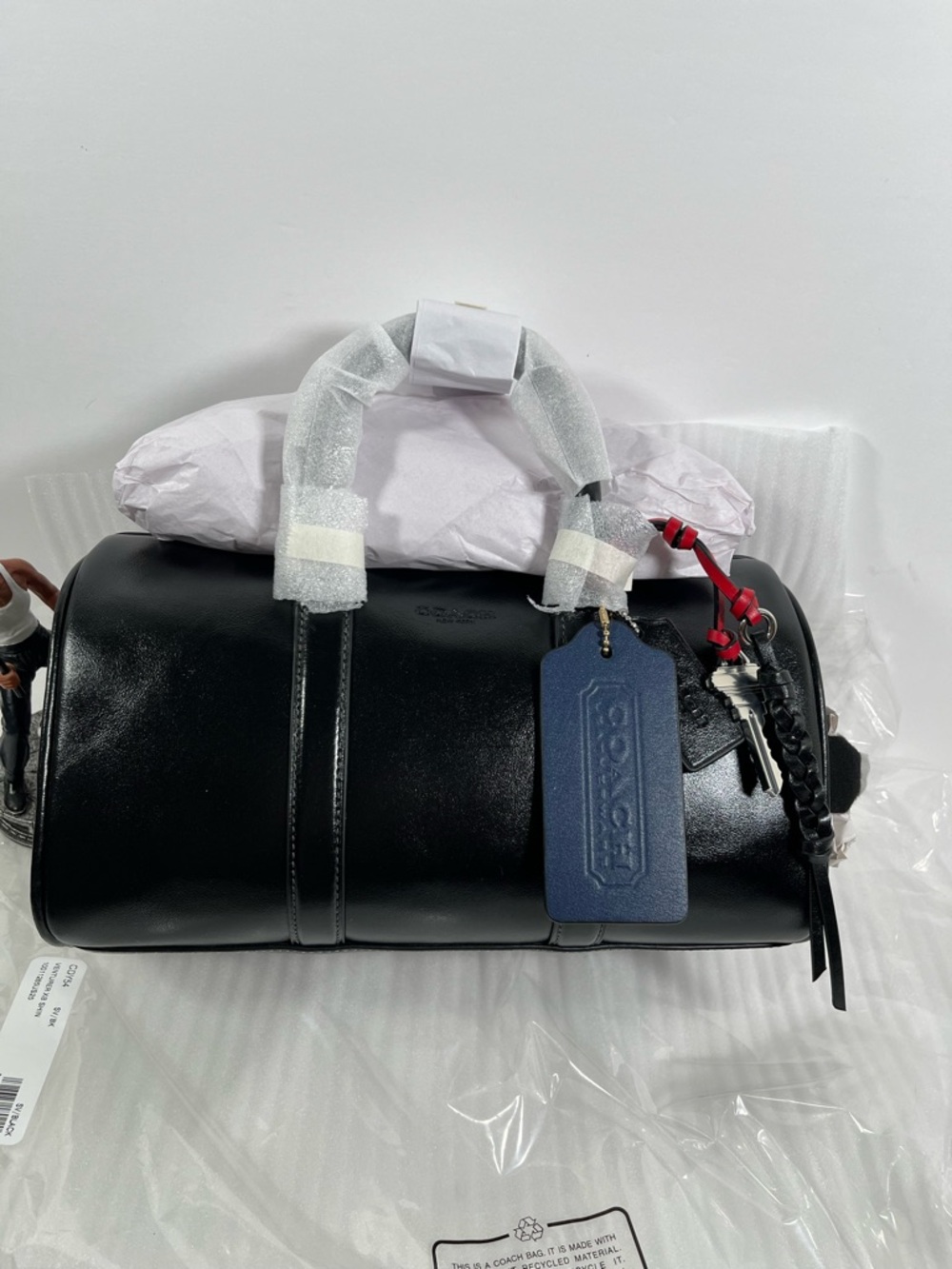 Coach Venturer Duffle Bag 27 with Charms in Silver/Black Calf Leather NWT